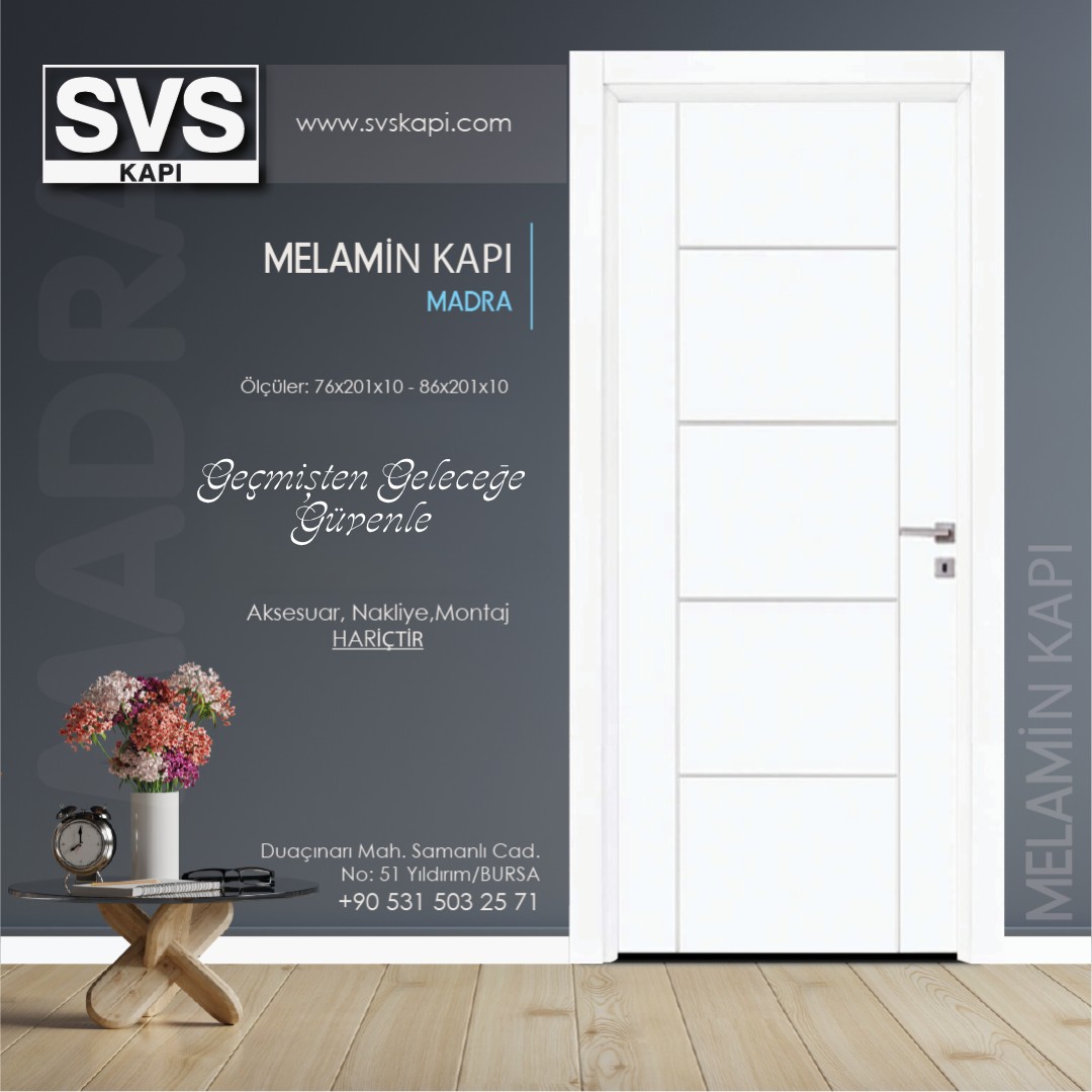 Melamin Kapı Madra (Beyaz) | SVS Kapı Bursa