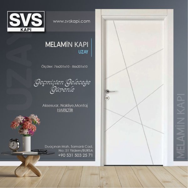 Melamin Kapı Uzay (Beyaz) | SVS Kapı Bursa