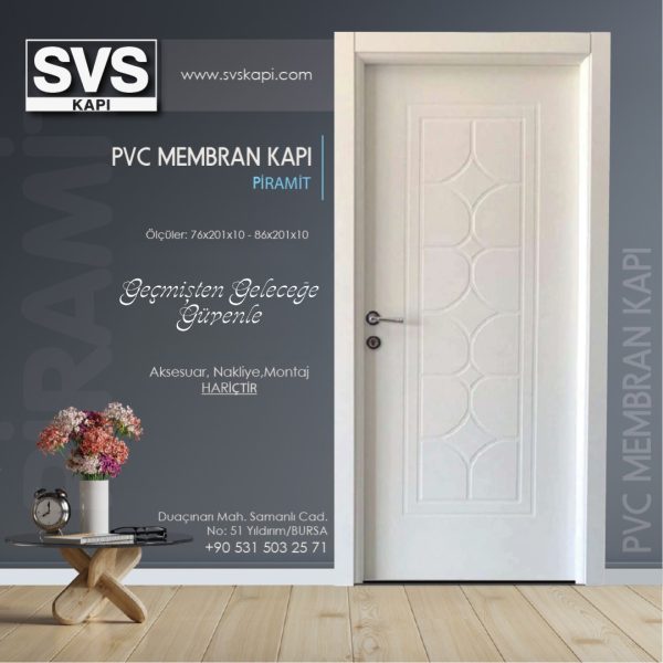 PVC Membran Kapı Piramit (Beyaz) | SVS Kapı Bursa