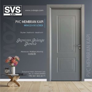 PVC Membran Kapı Mimoza İki Göbek (Gri) | SVS Kapı Bursa